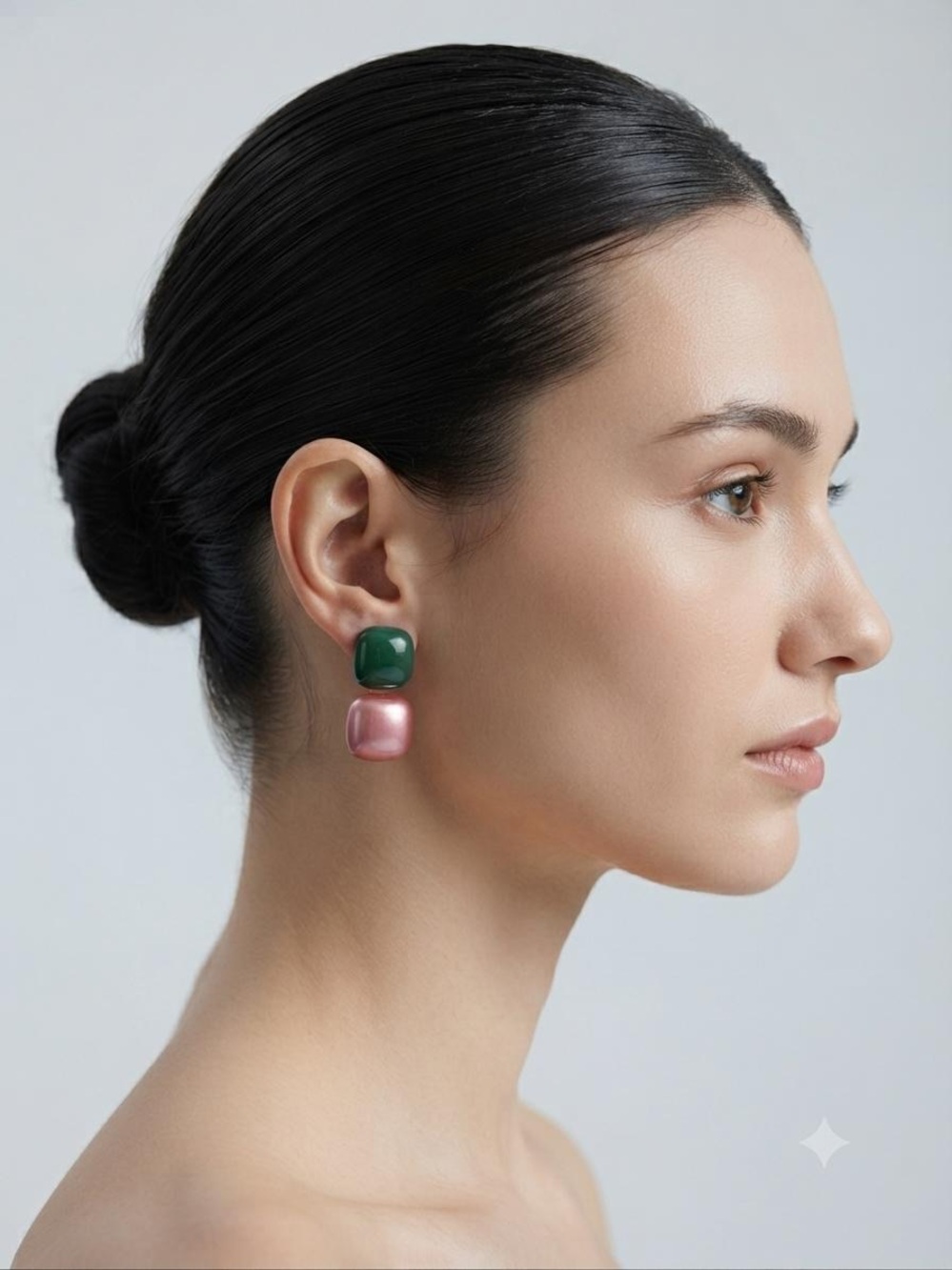 Green and Pink Double Drop Earrings - Women Jewelry